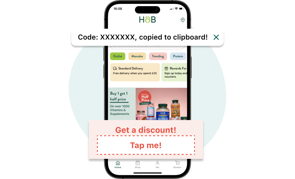 illustration highlighting tap for discount feature